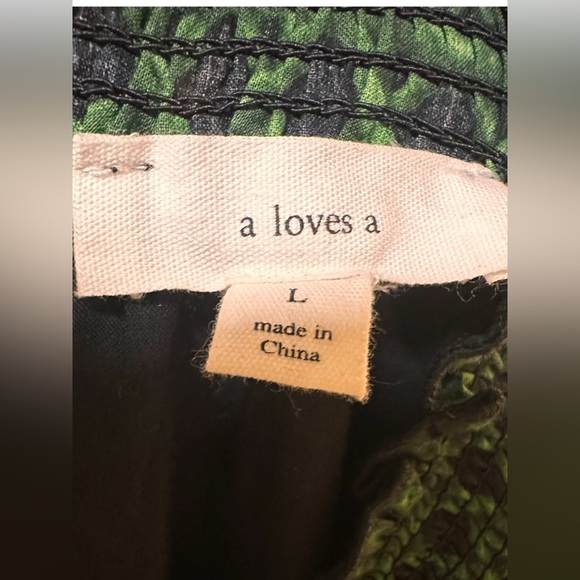 A Loves A Voile Lattice Print Cotton Long Sleeve Ruffle Maxi Dress SZ L Green - Picture 7 of 12